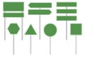 Road street sign. Blank green pointer. Signboard showing direction. Vector image.