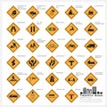 Road And Street Warning Traffic Sign Icons Set Royalty Free Stock Photo