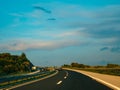 The road at sunset. Motorway in Croatia.