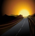 Road and sunset