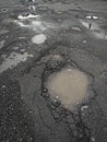 Road surface is damaged Royalty Free Stock Photo