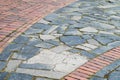 Road surface made of bricks and granite tiles Royalty Free Stock Photo