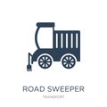 road sweeper icon in trendy design style. road sweeper icon isolated on white background. road sweeper vector icon simple and