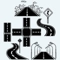 Road symbols with winding highways