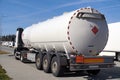 Road tanker designed for the carriage of dangerous substances for the environment. Truck with a specialist semi-trailer Royalty Free Stock Photo