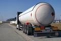 Road tanker with thermal insulation designed for the carriage flammable substances. Truck with a specialist semi-trailer Royalty Free Stock Photo