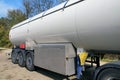 Road tanker with thermal insulation designed for the carriage flammable substances. Truck with a specialist semi-trailer Royalty Free Stock Photo