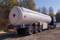 Road tanker with thermal insulation designed for the carriage flammable substances. Truck with a specialist semi-trailer Royalty Free Stock Photo