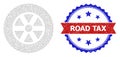 Rubber Road Tax Round Rosette Bicolor Badge and Mesh Wireframe Tire Wheel