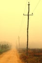 Road and telegraph pole