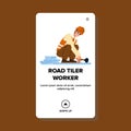 road tiler worker vector