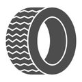 Road tire solid icon. Auto wheel vector illustration isolated on white. Car part glyph style design, designed for web