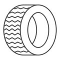 Road tire thin line icon. Auto wheel vector illustration isolated on white. Car part outline style design, designed for