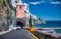 Road to Amalfi in summer season, Amalfi coast, Italy