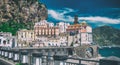 Road to Amalfi in summer season, Amalfi coast, Italy