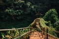 Road to the beautiful wooden Viewpoint in the fresh green forest in Indochina