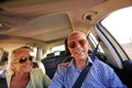 On the road to to a carefree retirement. a senior couple on a road trip.