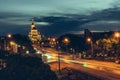 Road to Cathedral Blagoveschensky Kharkov in night Royalty Free Stock Photo