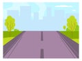 Road to city. Highway landscape. Empty way background Royalty Free Stock Photo