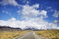 Road to El Chalten with Fitz Roy Mountain range, Argentina. Royalty Free Stock Photo