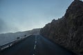 Road to El Teide vulcan mountain scene in winter