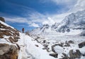 Road to Everest base camp in Khumbu valley and Himalaya Mountain landscape in Sagarmatha National Park, Everest region, Nepal Royalty Free Stock Photo