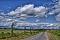 Road to a faraway place between fields Royalty Free Stock Photo