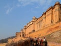 The road to the fort. Amer Palace (or Amer Fort). Jaipur. Rajasthan. India Royalty Free Stock Photo