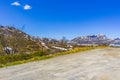 Road to frozen lake Vavatn in summer landscape Hemsedal Norway Royalty Free Stock Photo