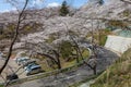 Road to Funaoka castle ruin park in Miyagi, Japan.