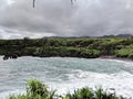 Black Sand Beach in hana , Hawaii Royalty Free Stock Photo