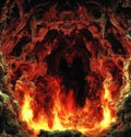 Road to hell, infernal hot cave lava and fire Royalty Free Stock Photo