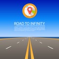 Road to infinity, Road vector highway, Vector illustration, Road sky background.