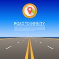 Road to infinity, Road vector highway, Vector illustration, Road sky background. Royalty Free Stock Photo