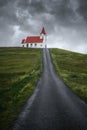 Road to Ingjaldsholl church. Iceland, Snaefellsnes