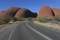 The road to Kata Tjuta Olgas in Uluru-Kata Tjuta National Park Landscape view of Uluru-Kata Tjuta National Park Northern Territory Royalty Free Stock Photo