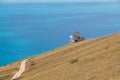 The road to Lighthouse. Cape Meganom, the east coast of the peninsula of Crimea. Royalty Free Stock Photo