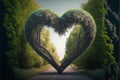 Road to love .Trees in the shape of a heart. Generative AI Royalty Free Stock Photo