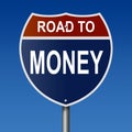 Road to Money Highway Sign Royalty Free Stock Photo