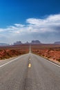 Road to Monument Valley in the American west on a partially cloudy day