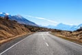 Road to Mount Cook National Park, South Island, New Zealand Royalty Free Stock Photo