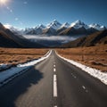 Road to mount Cook, Southern Alps, New Zealand made with Generative AI