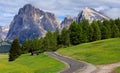 Road to Mt.Langkofel, Seiser Alm, Dolomites, Italy Royalty Free Stock Photo