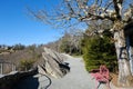 Road to Mountain with rest area bench