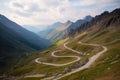 road to the mountains, with winding and twisting path that leads to the top Royalty Free Stock Photo