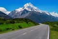 Road to Mt Cook, New Zealand. Royalty Free Stock Photo