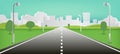 Road to nature backgroud vector illustration.Street with field , hills , clouds , trees in Paper style illustration