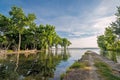 Road to now where leads into a lake Royalty Free Stock Photo