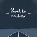 Road to nowhere concept with freeway in forest and canyon or valley. Nature travelling. Escape, new beginning adventure