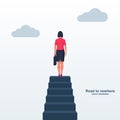 Road to nowhere landing page. Businesswoman vector